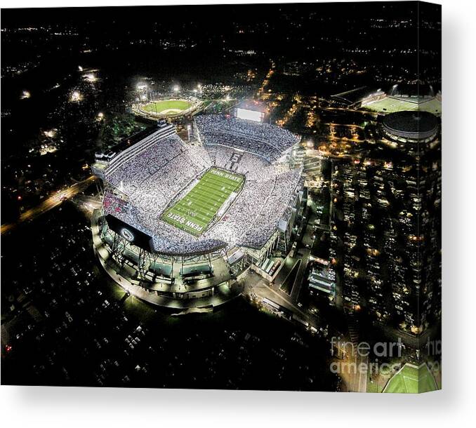 \penn State\ \white Out\ 2014 \beaver Stadium\ Canvas Print featuring the photograph Penn State Whiteout by William Ames