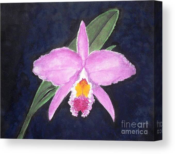 Orchid Canvas Print featuring the painting Penny's Orchid by Denise Railey