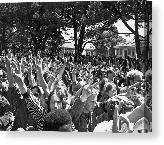 1960s Canvas Print featuring the photograph People's Park Rally by Underwood Archives