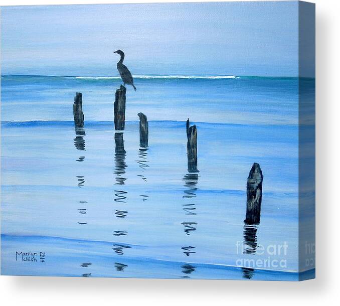Dusk Canvas Print featuring the painting Perched at Dusk by Marilyn McNish