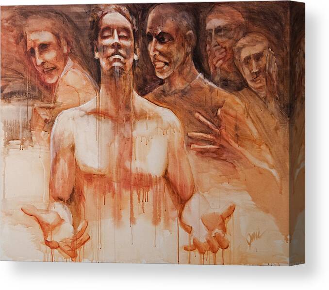 People Canvas Print featuring the painting Persecution by Jani Freimann