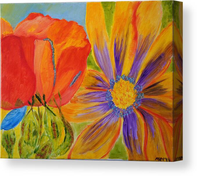 Flowers Canvas Print featuring the painting Petals Up Close by Meryl Goudey