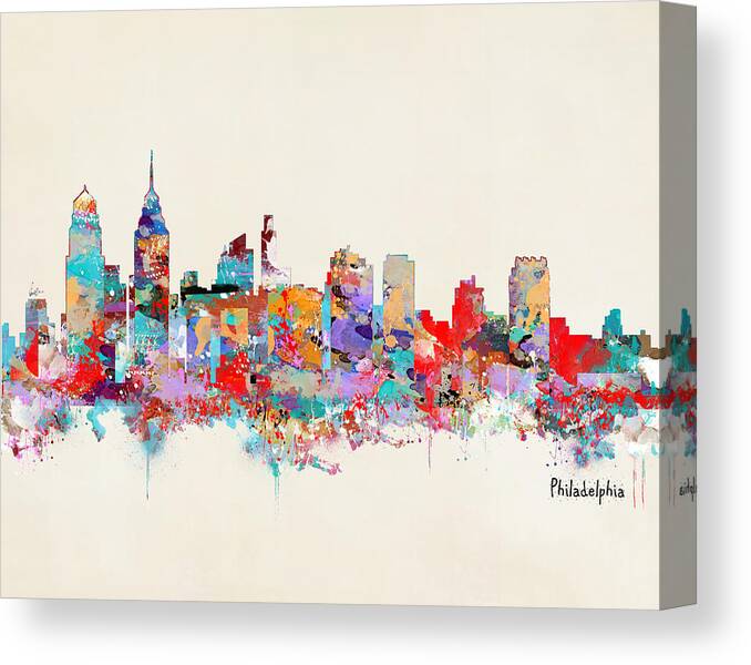 Philadelphia Skyline Canvas Print featuring the painting Philadelphia Skyline by Bri Buckley