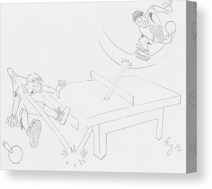 Ping Pong Canvas Print featuring the drawing Ping Pong Cartoon by Mike Jory