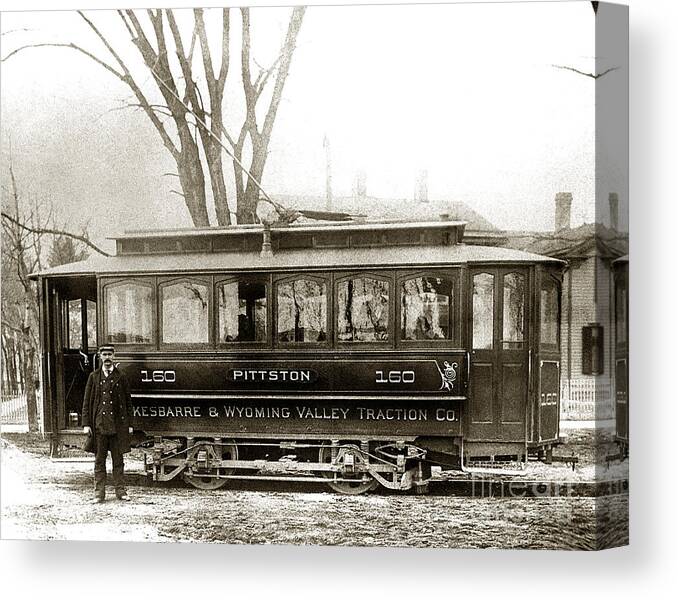 Pittston Pennsylvania Canvas Print featuring the photograph Pittston PA Trolley late 1800s by Arthur Miller