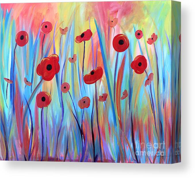 Flowers Canvas Print featuring the painting Poppy Symphony by Stacey Zimmerman
