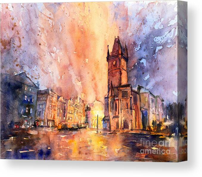 Prague Canvas Print featuring the painting Prague Old Town by Ryan Fox