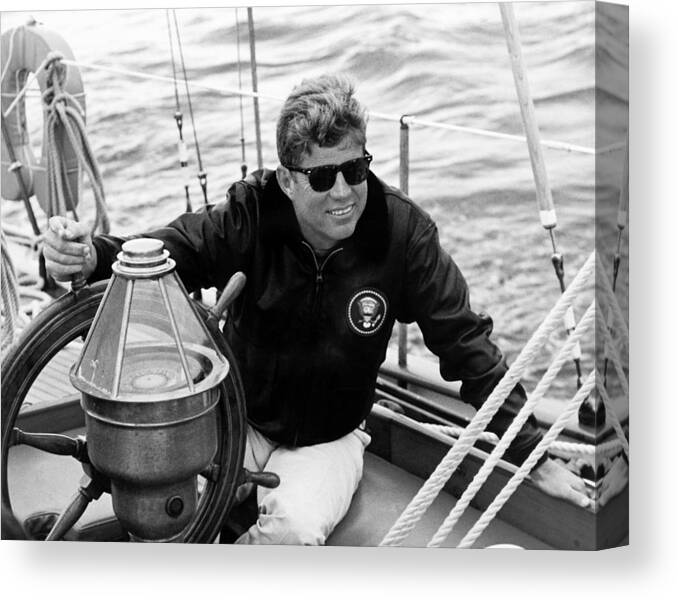 Jfk Canvas Print featuring the photograph President John Kennedy Sailing by War Is Hell Store