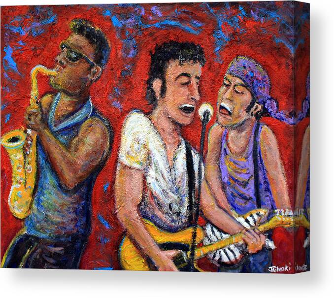 Bruce Springsteen Canvas Print featuring the painting Prove It All Night Bruce Springsteen and The E Street Band by Jason Gluskin