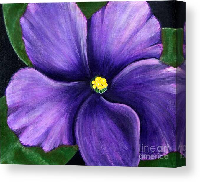 Barbara Griffin Canvas Print featuring the painting Purple African Violet by Barbara A Griffin