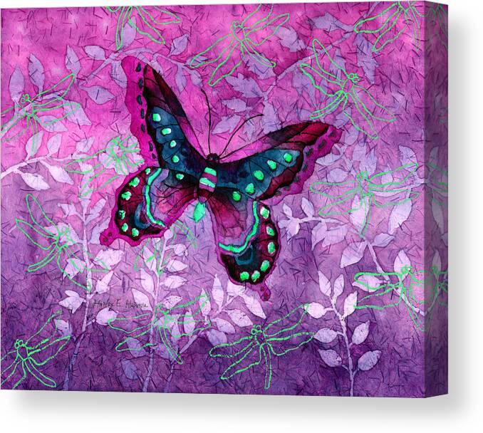 Butterfly Canvas Print featuring the painting Purple Butterfly by Hailey E Herrera