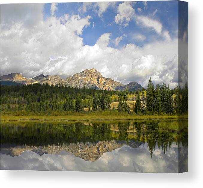 Feb0514 Canvas Print featuring the photograph Pyramid Mountain And Cottonwood Slough by Tim Fitzharris