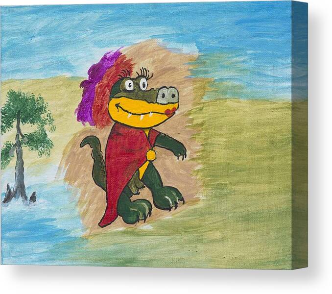 Gator Canvas Print featuring the painting Queen Marie by Darlene Businelle