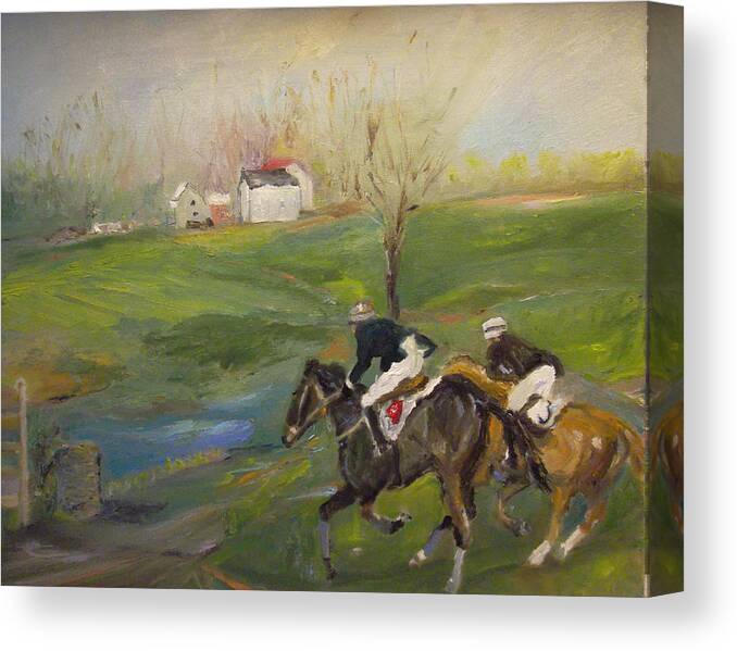 Racing Canvas Print featuring the painting Racing for Home by Susan Esbensen