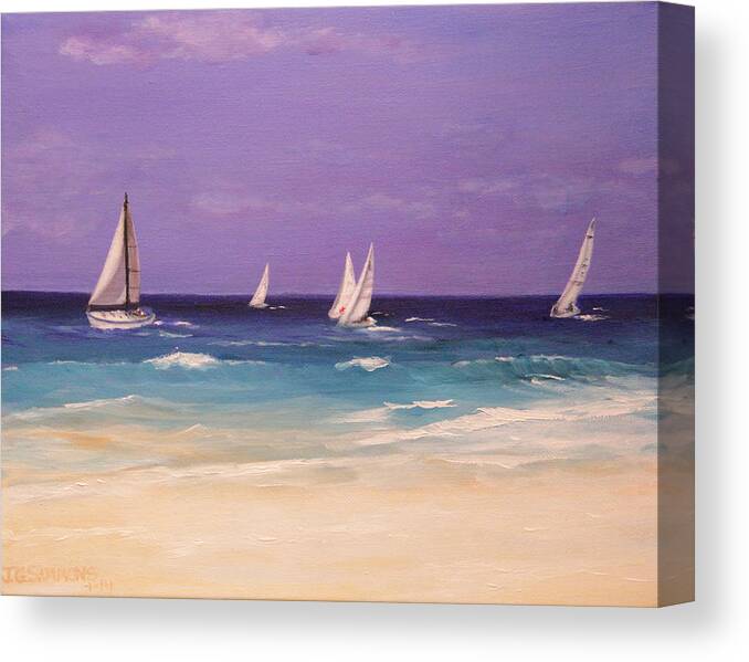 Acrylic Paintings Canvas Print featuring the painting Racing the Wind by Janet Greer Sammons