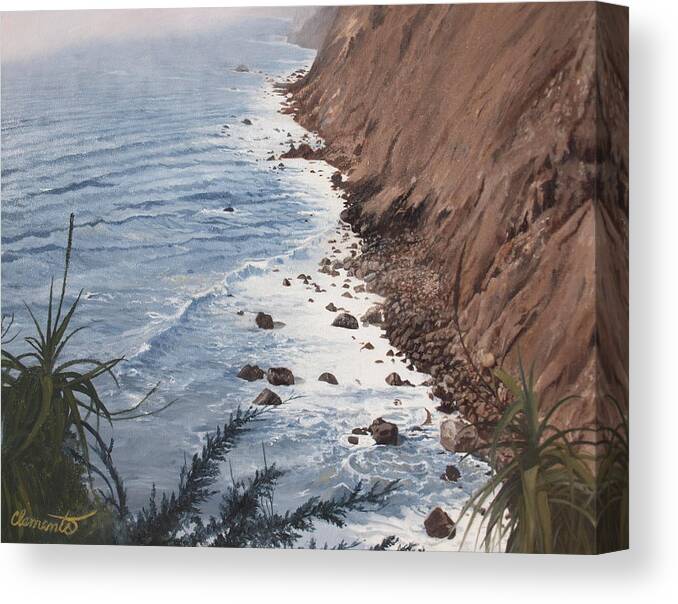 California Canvas Print featuring the painting Ragged Point California by Barbara Barber