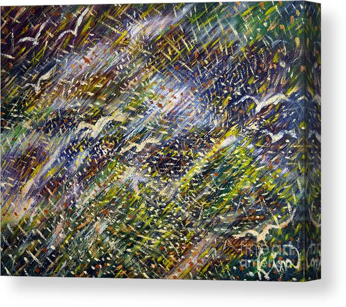 Birds Canvas Print featuring the painting Raging Storm by Heewon Kim