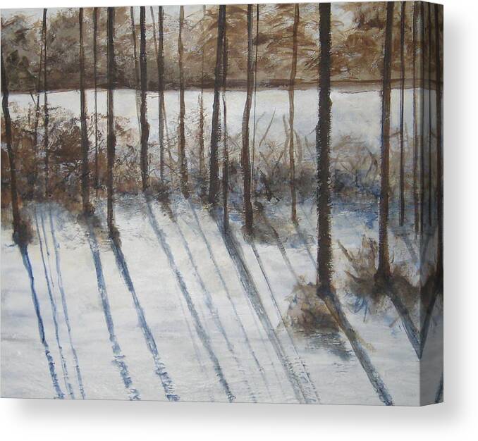 Winter Scene Canvas Print featuring the painting Ramaneisen by Edy Ottesen