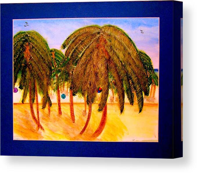 Palms Canvas Print featuring the painting Rasta Palms by Larry Farris