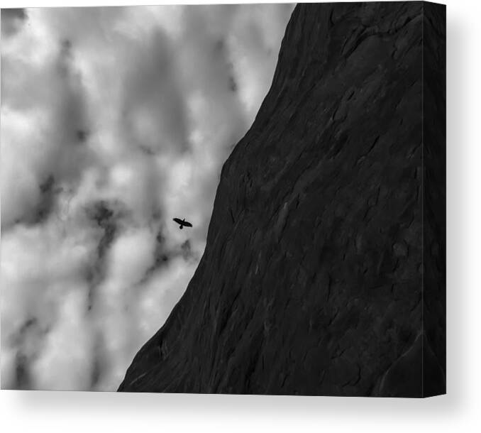 Raven Canvas Print featuring the photograph Raven Clifts Clouds by Gary Warnimont