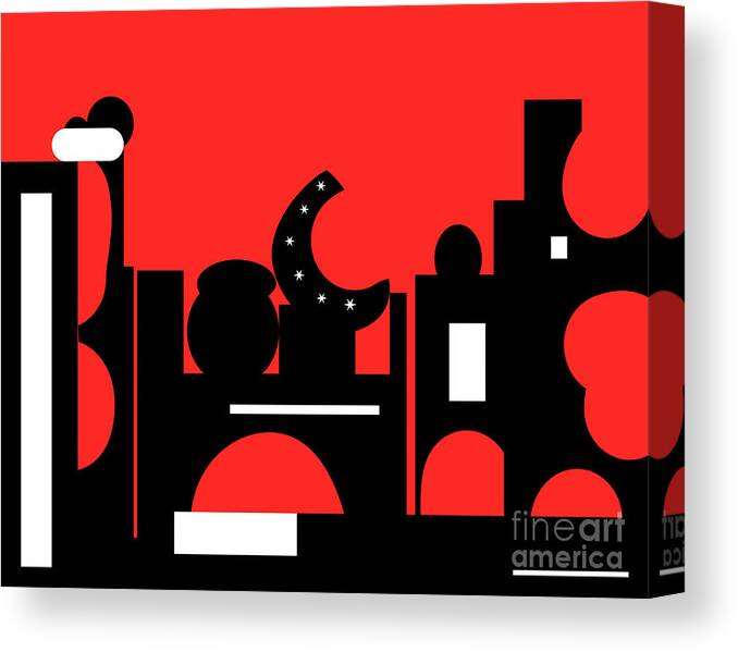 Morocco Canvas Print featuring the digital art Eastern Bazaar with a Red Background by Barefoot Bodeez Art