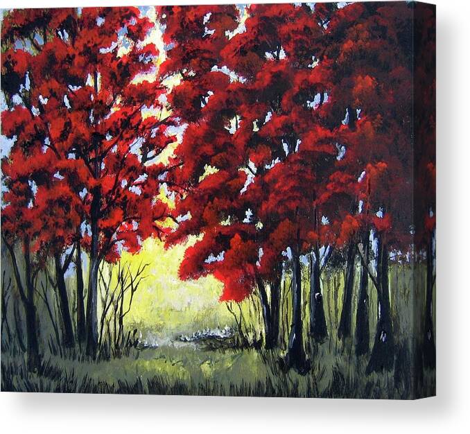 Trees Canvas Print featuring the painting Red Forest by Suzanne Theis