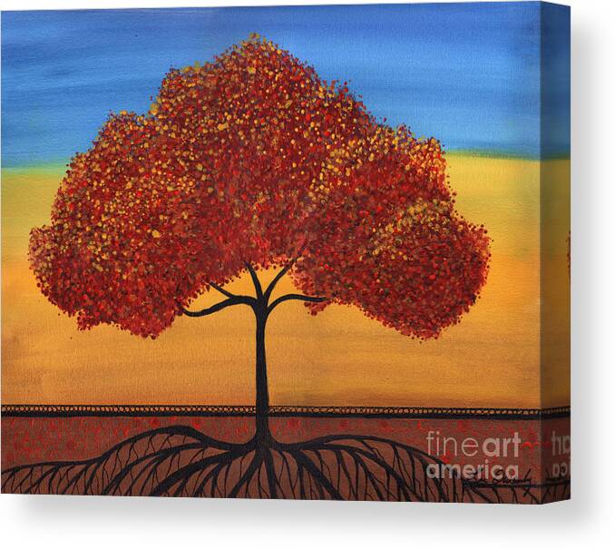 Tree Canvas Print featuring the painting Red Happy Tree by Lee Owenby