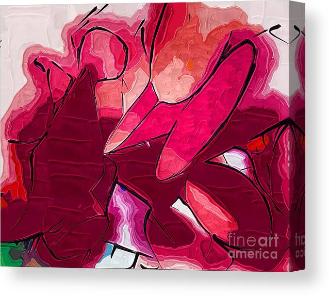 Abstract Canvas Print featuring the painting Red Tubes by Kirt Tisdale