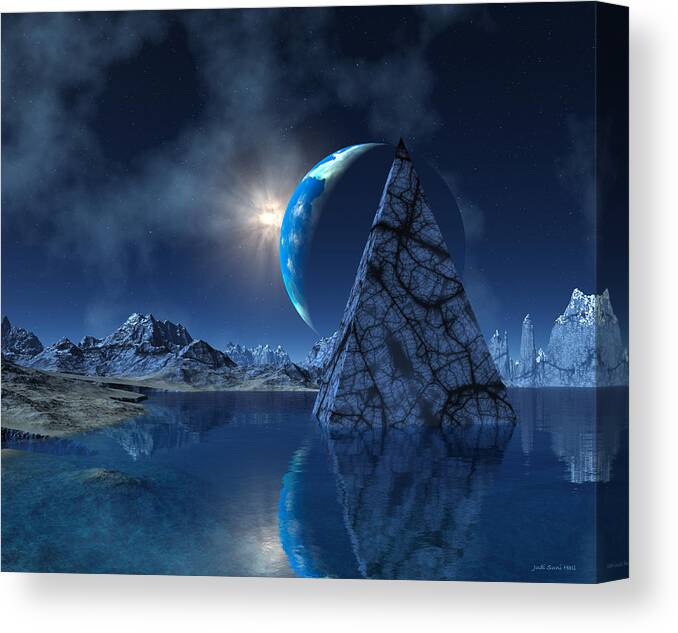 Surreal Canvas Print featuring the digital art Reflections on an Empty Planet by Judi Suni Hall