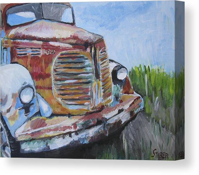 Old Truck Canvas Print featuring the painting REO Speedwagon by Kathy Stiber