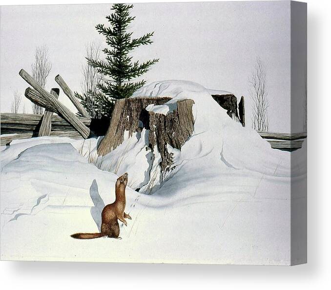 Winter Canvas Print featuring the painting Restless Hunter by Conrad Mieschke