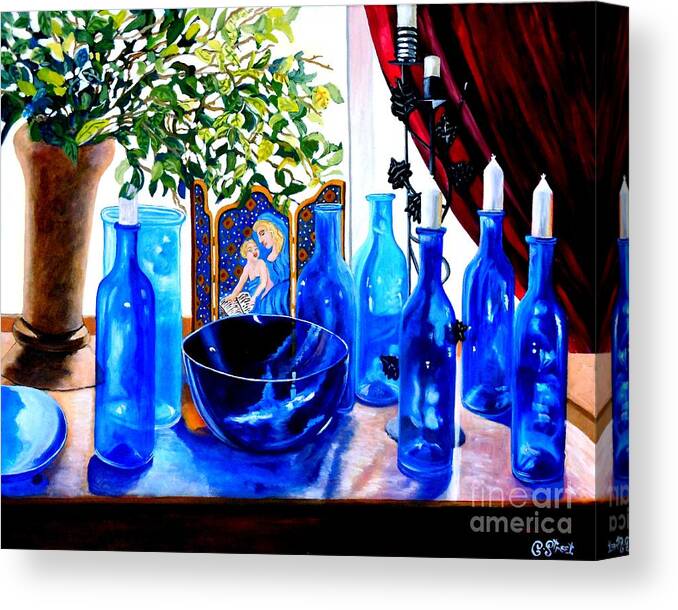 Still-life Canvas Print featuring the painting Rhapsody In Blue by Caroline Street