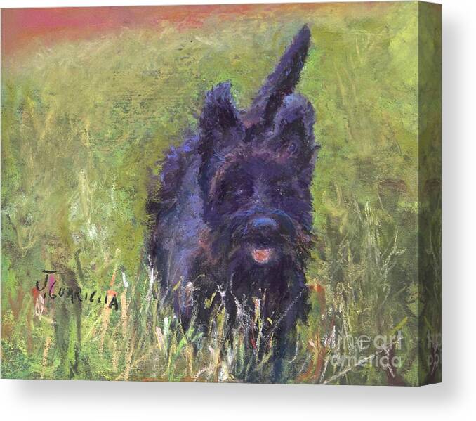 Dog Canvas Print featuring the pastel Riley by Joyce Guariglia
