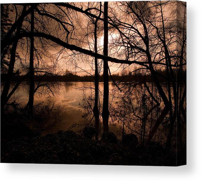 Nature Photography Canvas Print featuring the photograph River Sunset by Bonnie Bruno