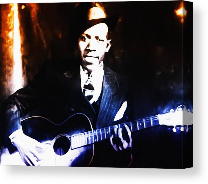 Robert Johnson Canvas Print featuring the photograph Robert Johnson - King of the Blues by Bill Cannon