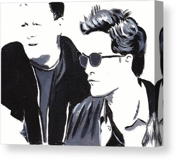 Robert Pattinson Famous Faces Filmactor Movies Black And White Painting Acrylic Canvas Print featuring the painting Robert Pattinson 122 by Audrey Pollitt