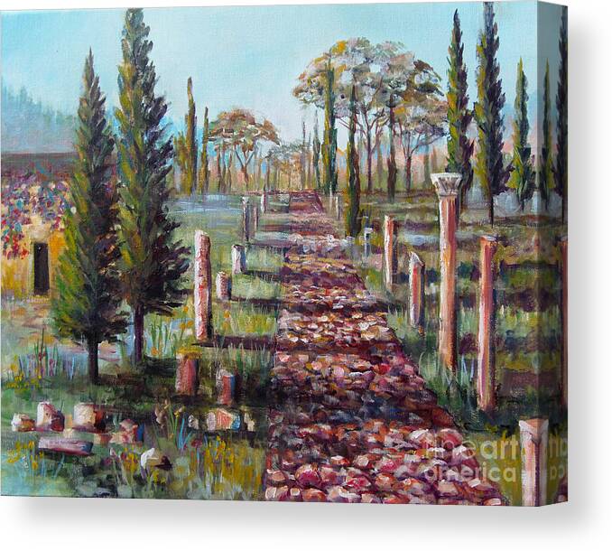 Appian Way Canvas Print featuring the painting Roman Road by Lou Ann Bagnall