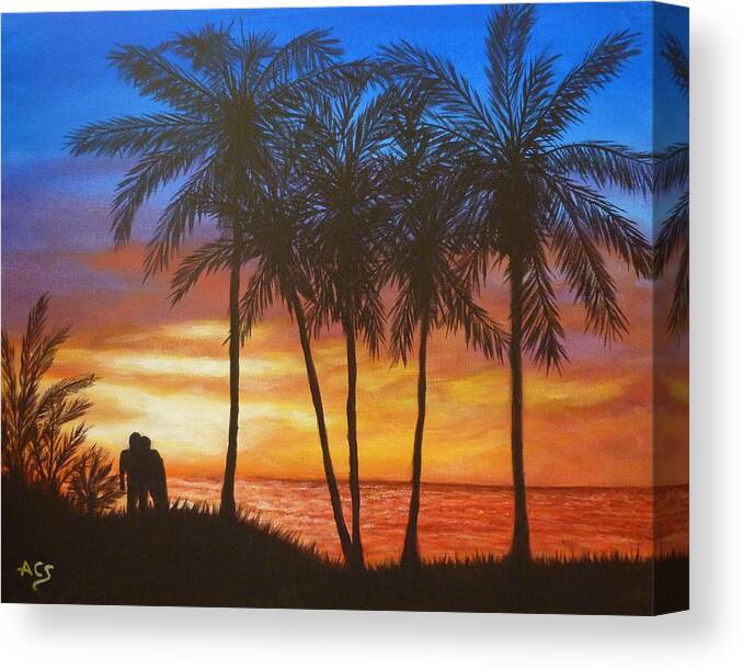 Romance Canvas Print featuring the painting Romance in Paradise by Amelie Simmons