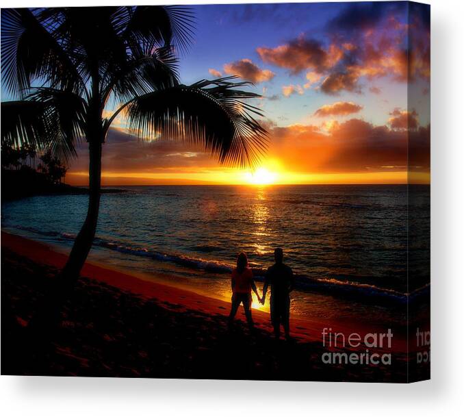 Romantic Sunset Hawaii Canvas Print featuring the photograph Romantic Sunset Hawaii by Patrick Witz