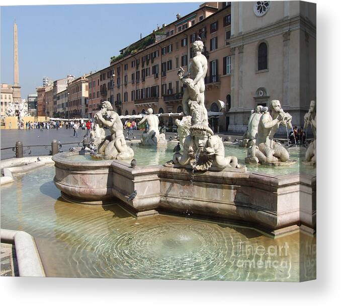 Piazza Navona Canvas Print featuring the photograph Rome - Piazza Navona by Phil Banks