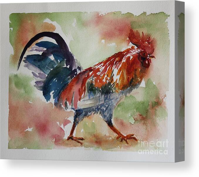 Rooster Canvas Print featuring the painting Rooster by Wendy Ray