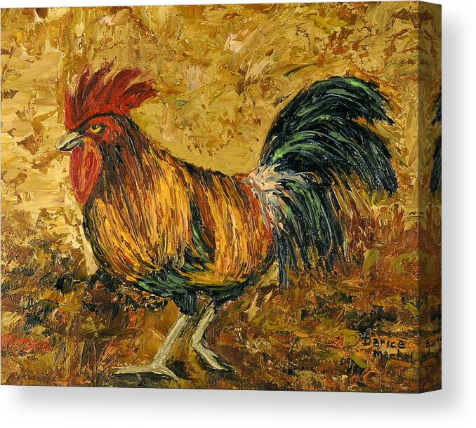 Rooster Canvas Print featuring the painting Rooster with Attitude by Darice Machel McGuire