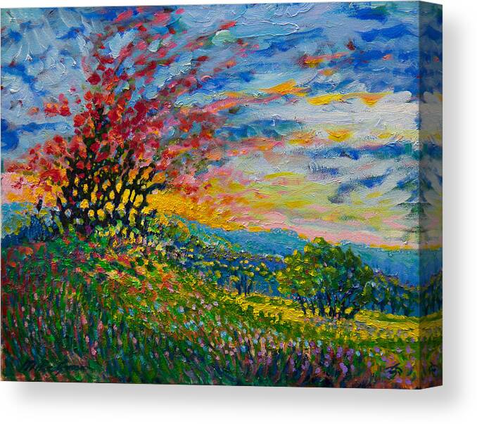 Landscape Canvas Print featuring the painting Ruby Tree Ablaze by Michael Gross