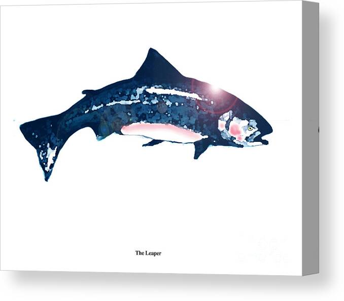 Atlantic Salmon Canvas Print featuring the mixed media Salar at Sunset by Art MacKay