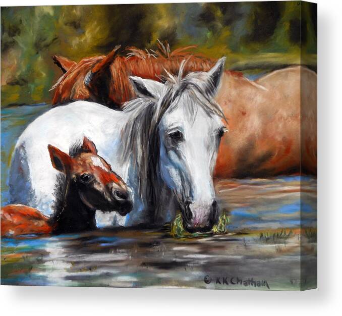 Horse Art Canvas Print featuring the pastel Salt River Foal by Karen Kennedy Chatham