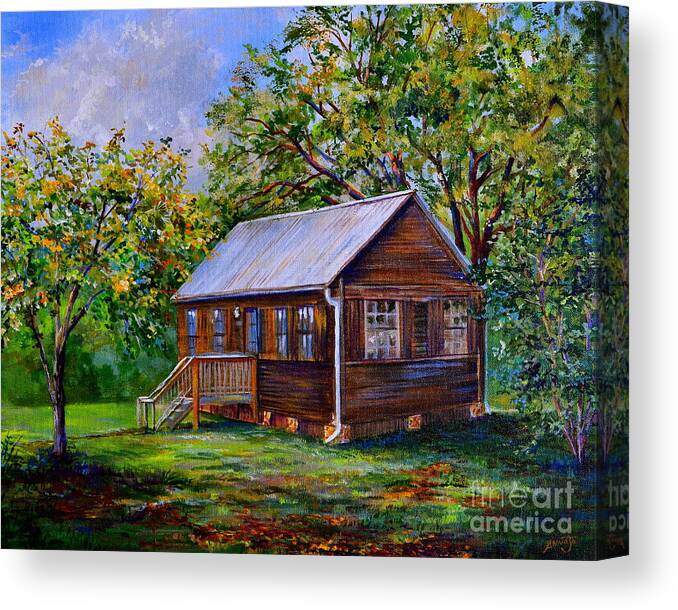 Home Canvas Print featuring the painting Sams Cabin by AnnaJo Vahle