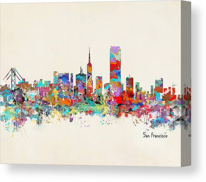 San Francisco City Sklyine Canvas Print featuring the painting San Francisco Skyline by Bri Buckley