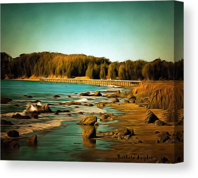 San Simeon Pier 2 Canvas Print featuring the painting San Simeon Pier 2 by Barbara Snyder