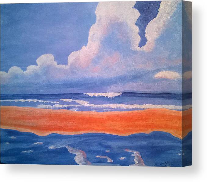Original Oil On Canvas Canvas Print featuring the painting Sand Bar by Jean Wolfrum