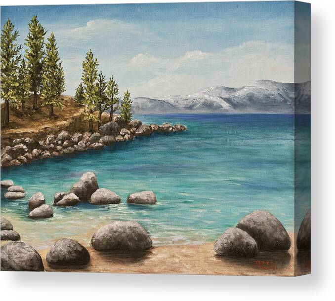 Landscape Canvas Print featuring the painting Sand Harbor Lake Tahoe by Darice Machel McGuire